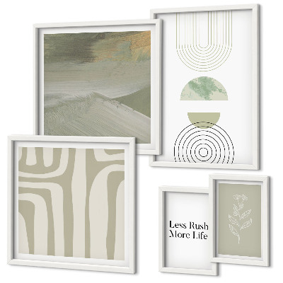 Set di quadri incorniciati Eleganti grafiche naturalistiche dai toni pastello.