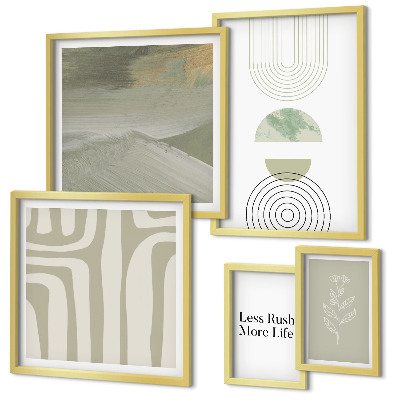 Set di quadri incorniciati Eleganti grafiche naturalistiche dai toni pastello.