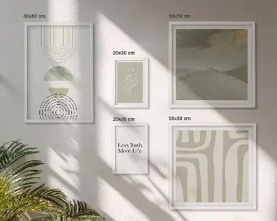 Set di quadri incorniciati con grafiche naturalistiche dai toni pastello