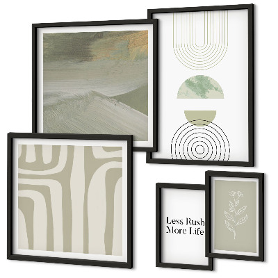Set di quadri incorniciati Eleganti grafiche naturalistiche dai toni pastello.