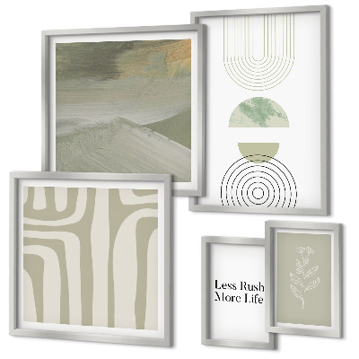 Set di quadri incorniciati Eleganti grafiche naturalistiche dai toni pastello.