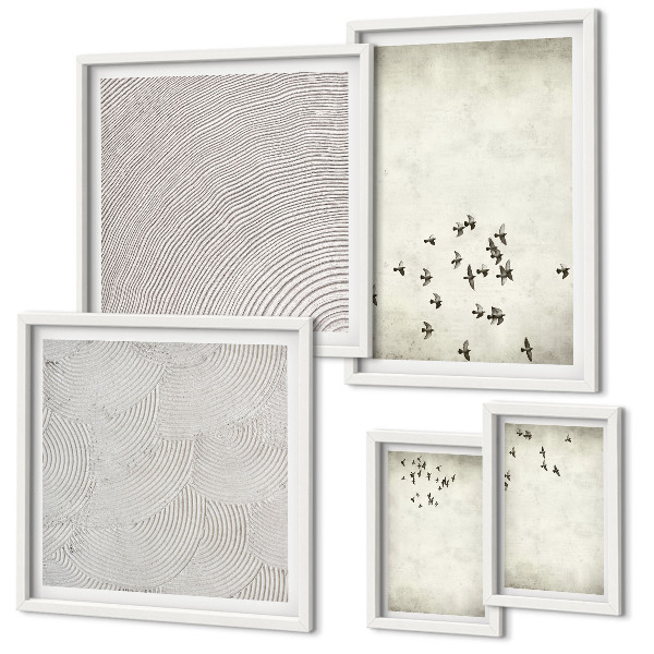 Set di 5 quadri Dipinto minimalista di un uccello