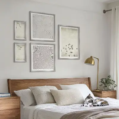 Dipinto minimalista di un uccello set di 5 quadri