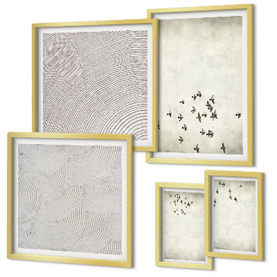 Set di 5 quadri Dipinto minimalista di un uccello