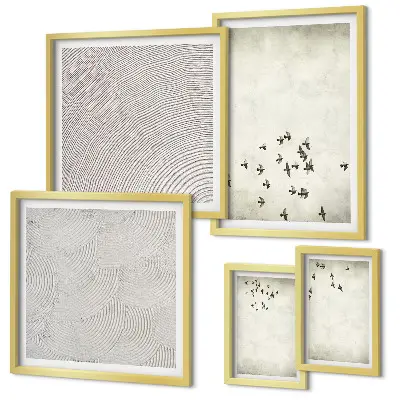 Dipinto minimalista di un uccello set di 5 quadri
