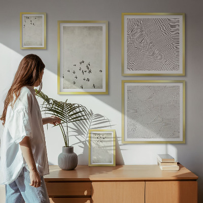 Set di 5 quadri Dipinto minimalista di un uccello