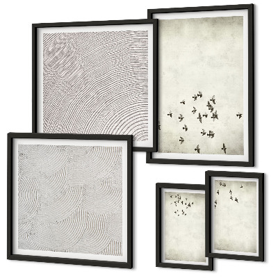 Set di 5 quadri Dipinto minimalista di un uccello