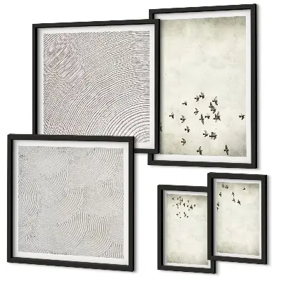 Dipinto minimalista di un uccello set di 5 quadri