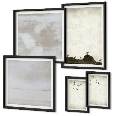 Set di quadri incorniciati stormo industriale di uccelli