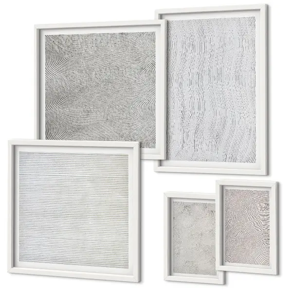 Set di 5 quadri con strutture geometriche di modelli di sabbia