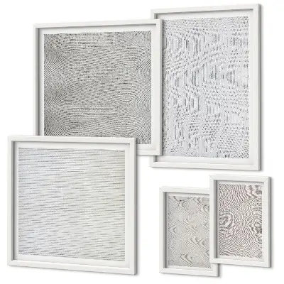 Set di 5 quadri con strutture geometriche di modelli di sabbia