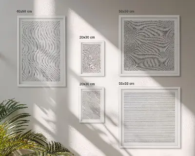 Set di 5 quadri con strutture geometriche di modelli di sabbia