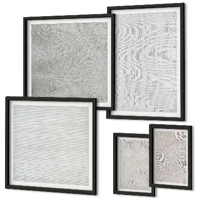 Set di 5 quadri con strutture geometriche di modelli di sabbia