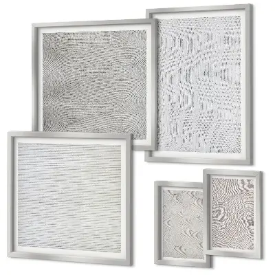 Set di 5 quadri con strutture geometriche di modelli di sabbia