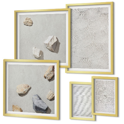 Polittico con cornice Pietre di cartone geometriche