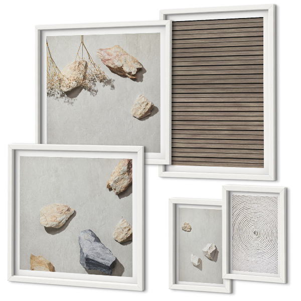 Polittico con cornice Texture naturali legno pietre
