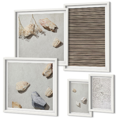 Polittico con cornice Texture naturali legno pietre