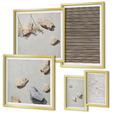 Polittico con cornice Texture naturali legno pietre