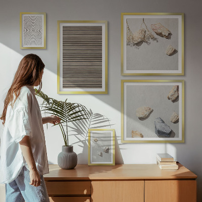 Polittico con cornice Texture naturali legno pietre