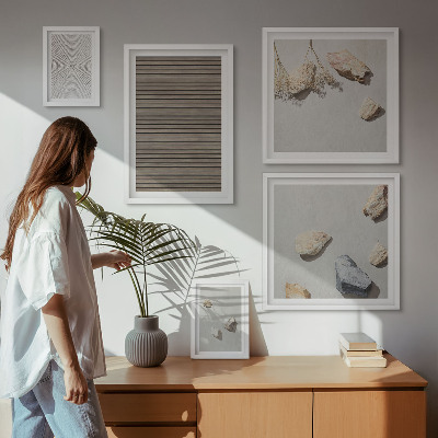 Polittico con cornice Texture naturali legno pietre