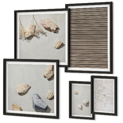 Polittico con cornice Texture naturali legno pietre