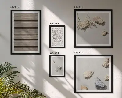 Polittico con cornice con texture naturali di legno e pietre