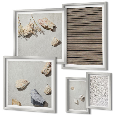Polittico con cornice Texture naturali legno pietre