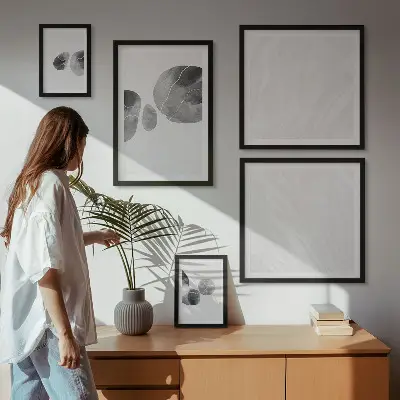 Set di 5 quadri con pittura astratta e schizzi di colore