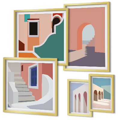 Set di quadri incorniciati Grafica architettonica pastello