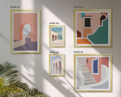 Set di quadri incorniciati Grafica architettonica pastello