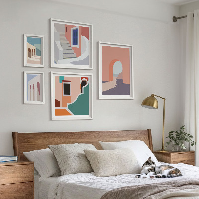 Set di quadri incorniciati Grafica architettonica pastello