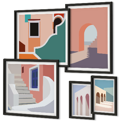 Set di quadri incorniciati Grafica architettonica pastello