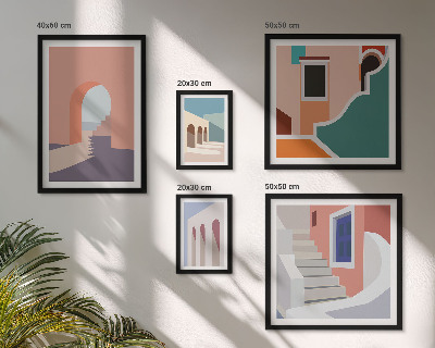 Set di quadri incorniciati Grafica architettonica pastello