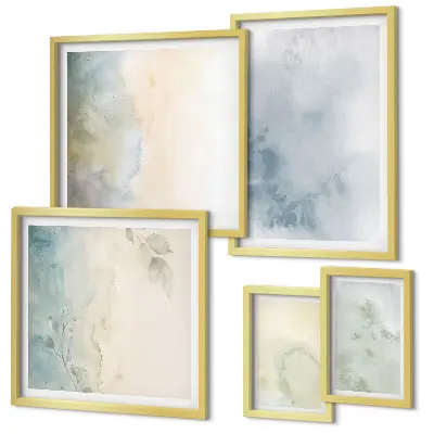 Set di 5 quadri con acquerelli pastello su tela