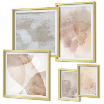 Set di 5 quadri Texture calde dai toni pastello dell'acquerello.