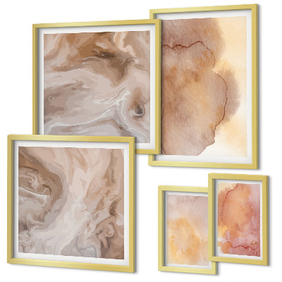 Set di quadri incorniciati Texture calde e colorate ad acquerello
