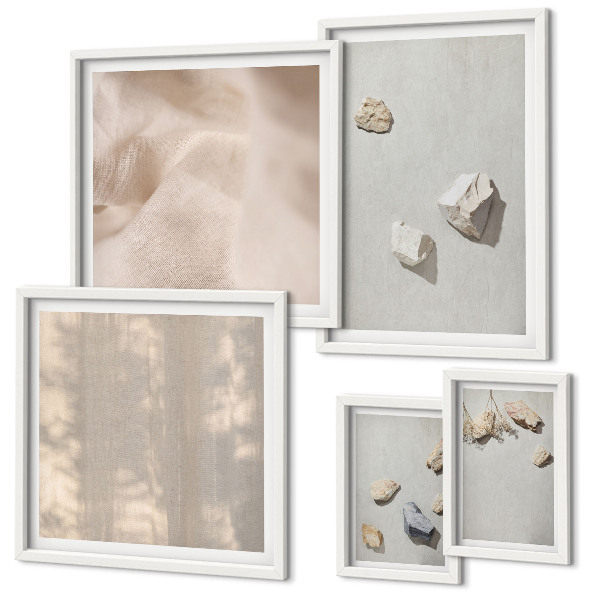 Set di quadri incorniciati Decorazioni da spiaggia in stile boho con pietre