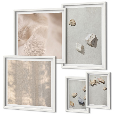 Set di quadri incorniciati Decorazioni da spiaggia in stile boho con pietre