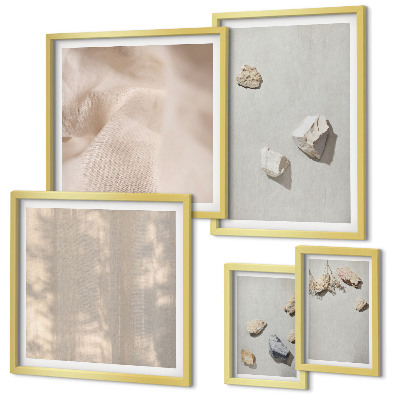Set di quadri incorniciati Decorazioni da spiaggia in stile boho con pietre