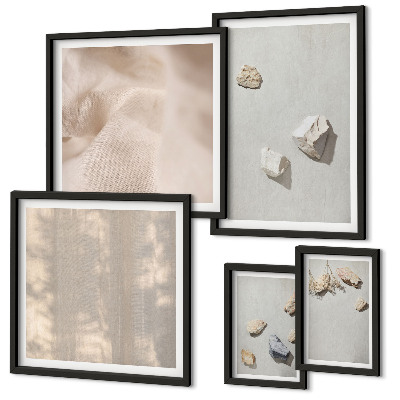 Set di quadri incorniciati Decorazioni da spiaggia in stile boho con pietre