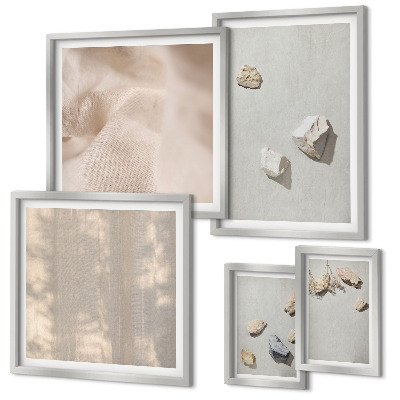 Set di quadri incorniciati Decorazioni da spiaggia in stile boho con pietre