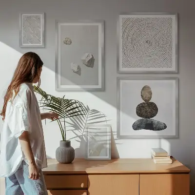 Set di quadri incorniciati con stampa di pittura moderna su pietra arenaria