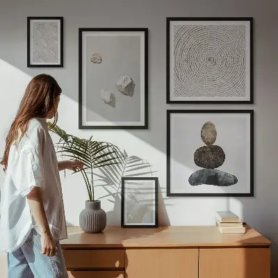 Set di quadri incorniciati con stampa di pittura moderna su pietra arenaria