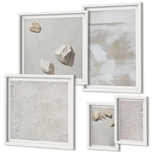 Polittico con cornice decorazione con texture boho di pietre arenarie