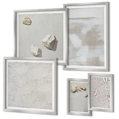Polittico con cornice decorazione con texture boho di pietre arenarie