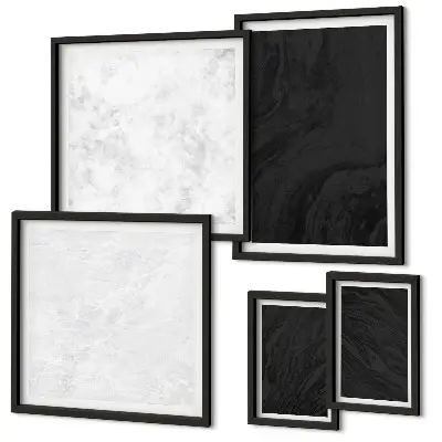 Set di 5 quadri con stampa di marmi scuri e luminosi