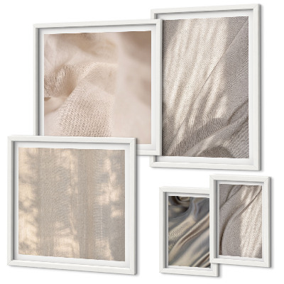 Set di 5 quadri Tessuti boho naturali in primo piano