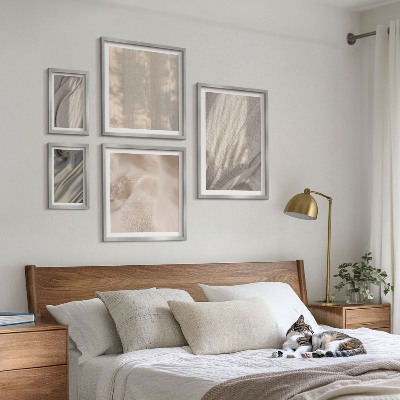 Set di 5 quadri Tessuti boho naturali in primo piano