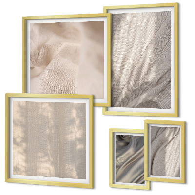 Set di 5 quadri Tessuti boho naturali in primo piano