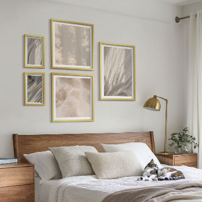 Set di 5 quadri Tessuti boho naturali in primo piano